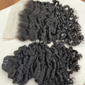 Pelucas de cabello humano con encaje frontal suizo HD y encaje frontal, cabello virgen, cierre de encaje, cabello rizado birmano al vapor, color natural. - Product Image 1