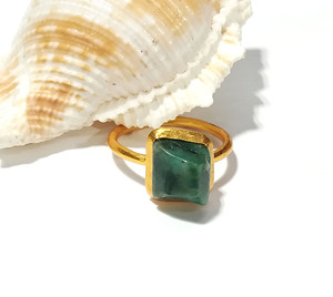 Bague Statement en Émeraude Naturelle Plaqué Or Argent Sterling 925 Faite à la Main, Pierre Précieuse Verte, Bijoux Vente en Gros, Style Bohème Élégant - Product Image 2