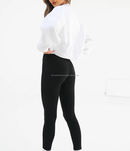 Sweat-shirt à col rond pour femme, grammage lourd, qualité supérieure, automne/hiver, long, avec logo personnalisé imprimé, tricoté, tissu 100% coton - Product Image 4