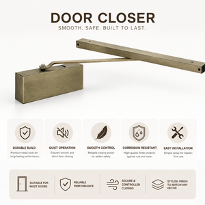 Ferme-porte en aluminium de qualité supérieure | Ferme-porte automatique robuste pour la maison, le bureau et l'usage commercial | Système de fermeture hydraulique fluide - Product Image 5