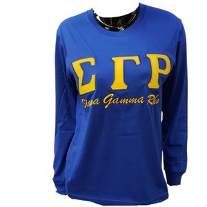 Camiseta Premium de Manga Larga para Mujer, Diseño Personalizado con Letras Griegas, Cuello Redondo Suave y Cómodo, Ropa Casual de Moda Universitaria - Product Image 1