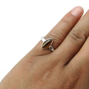 Elegant 925 Sterling Silver <b>Fine</b> <b>Ring</b> With Classic Marquise Cut Tiger-Eye Gemstone Perfect Bohemian <b>Ring</b> For Wedding-Engagement - Product Image 5