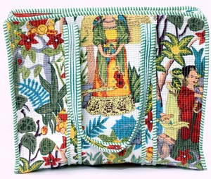 Bolso Tote Acolchado, Bolso Tote de Algodón Hecho a Mano, Bolso con Estampado Artístico Boho, Bolso de Viaje Grande, Bolso de Hombro Acolchado Floral - Product Image 4