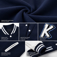 Veste de baseball vintage Letterman : Corps en laine de qualité supérieure, manches en cuir, logo personnalisé, boutons pression, matelassage épais et chaud.