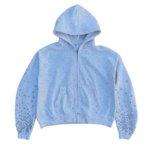 Best High Quality Wholesale Factory Custom Rhinestone Women Hoodies Fleece Custom Logo Design Full Zip <b>up</b> Rhinestone Hoodies - Product Image 2