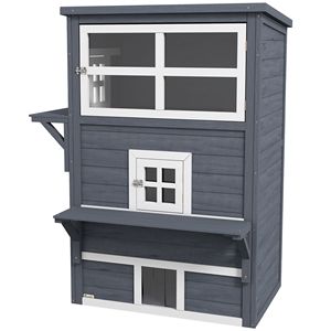 Casetta Classica per Gatti a 3 Piani da Esterno con Porta di Fuga, Riparo Resistente alle Intemperie per Gatti, Design Rettangolare Solido per Piccoli Animali - Product Image 1