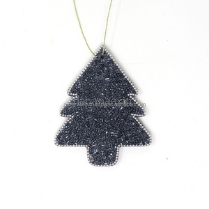 Decoraciones navideñas Cuentas de vidrio negro Colgantes de árboles de Navidad Decoraciones de lujo de la India - Product Image 1