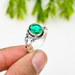 Anillo de Cuarzo Esmeralda con Plata 925, Joyería de Lujo para Fiestas - Product Image 4