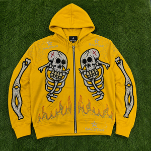 Men's <b>Gothic</b> Skeleton Graphic Yellow Hoodie <b>Jacket</b> Custom Printed Zip Up Hoodie Streetwear Casual Fashion Hooded <b>Jacket</b> - Product Image 6