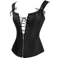 Corset en cuir pour femme avec broderie en dentelle sur le devant, haute compression, respirant, sans couture, style gothique - Couleur et taille personnalisables