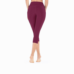 Women Workout Fitness Gym Running High Waist Soft Seamless Lightweight Quick Dry Breathable <b>Leggings</b> Yoga Capri Pants <b>Pockets</b> - Product Image 2
