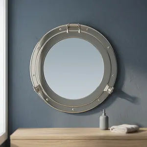 Horloge murale ronde en laiton de style marin, vintage, nautique, horloge maritime, décoration murale de style bateau pour la maison et le bureau - Product Image 4