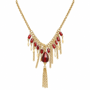 Collier Statement en Laiton Doré avec Perles Vertes en Forme de Goutte et Pendentifs en Cristal, Bijoux de Mode en Gros pour Détaillants - Product Image 2