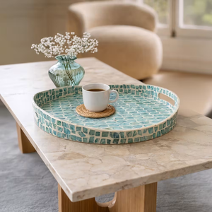 ถาดเสิร์ฟรูปไข่ฝังมุกสมัยใหม่สำหรับตกแต่งโต๊ะกาแฟจากเวียดนาม ขายส่ง - Product Image 2