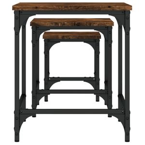 Ensemble de 3 tables basses gigognes en bois d'ingénierie chêne fumé - Product Image 6