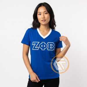 GREEK TREASURES เสื้อยืดผู้หญิง Zeta Phi Beta Sorority แบบลำลอง ผ้าเจอร์ซีย์ปักตัวอักษร ระบายอากาศได้ดี คอกลม ผ้าฝ้าย 100% - Product Image 2