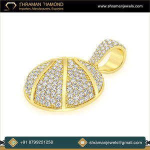 Pendentif de basket-ball plaqué or 10 carats de luxe avec micro-pavé de diamants naturels VVS, unisexe, à porter au quotidien, cadeau idéal pour lui - Product Image 5