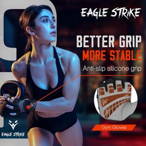 Gants de musculation Eagle Strike à demi-doigts en silicone, antidérapants, respirants, avec support de poignet et fermeture rapide, unisexe, logo personnalisé - Product Image 2