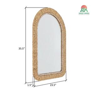 Handcrafted water hyacinth <b>mirror</b> with a curved arch shape. Durable construction. Designed for vertical <b>hanging</b>. Fully assembled - Product Image 6
