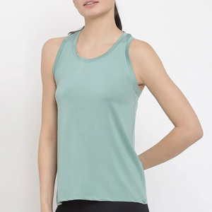 Débardeur de sport confortable pour femme, grande taille, en coton/fibre de bambou, vêtement de fitness uni en jersey à col rond sans manches pour l'été - Product Image 5