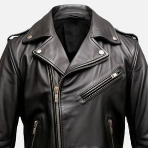 Men's Winter Fitted Leather <b>Jacket</b> with Stand Collar Waterproof & Anti-UV <b>Black</b> High Quality British Fashion PU Leather - Product Image 4