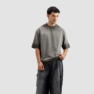 เสื้อยืดโอเวอร์ไซส์สไตล์วินเทจสำหรับผู้ชาย แขนสั้น คอกลม สตรีทแวร์ เหมาะสำหรับใส่ลำลองทุกวัน - Product Image 1