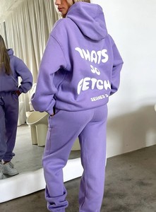 Sudadera con capucha y cremallera completa Edoor Wears, de forro polar ecológico, informal, morada, unisex, con bordado y estampado en relieve, para invierno - Product Image 4