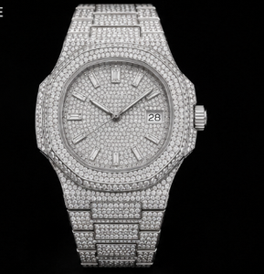 Montre de luxe pour homme en moissanite, cadran rond, affichage de la date, bracelet, mouvement à quartz, cristal saphir, 41 mm - Product Image 4