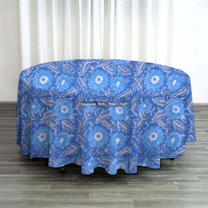 300X300 cm Cotton <b>Round</b> Custom Block Printed Party Wedding <b>Tablecloth</b> Table Cloths for Events Manufacturer Wholesale - Product Image 2