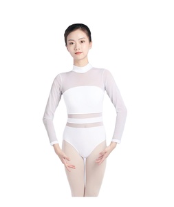 Leotardo de Ballet Niñas Básico Rosa Mangas Largas Camisola de Gimnasia Leotardo Para Ballet - Product Image 1