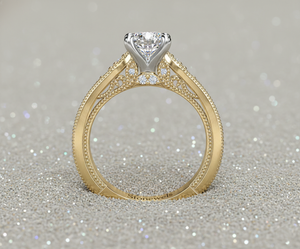 Anillo de compromiso de diamante cultivado en laboratorio Stonewels, estilo vintage con piedras laterales Paisley engastadas en puntas, chapado en oro rosa, certificado. - Product Image 3