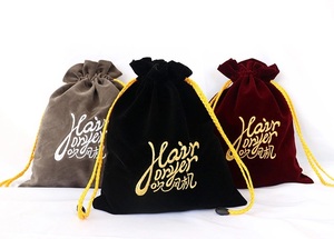Sac à cordon en velours brodé, pochette de rangement cosmétique en velours, petits sacs en velours noir, rouge, marron, sac à monnaie, impression de logo personnalisée - Product Image 6
