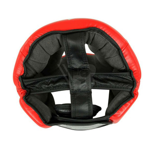 Protège-tête de boxe rouge en gros avec protège-glande en cuir PU, design respirant, logo personnalisé, haute qualité - Product Image 2