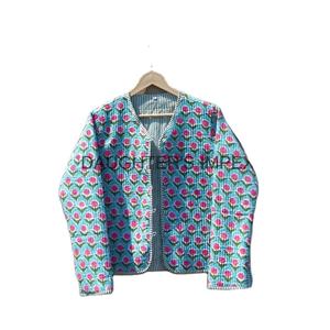 Nueva chaqueta acolchada Unisex de estilo bohemio hecha a mano de algodón indio Patchwork abrigo de invierno impreso borde libre diseño de bolsillo de otoño - Product Image 1