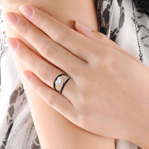 Noir Heart Halo <b>Ring</b> 10K Yellow <b>Gold</b> Black Enamel Heart Shape Diamond Cluster 0.20 CT Round Diamond Halo 0.15 CT <b>Ring</b> - Product Image 5