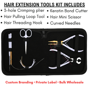 Hair Extension Tools Kit with Classic White Beauty Tools Triple Hole Micro Link Tool Stitching Needle Set Bead Threading Wand - Product Image 2