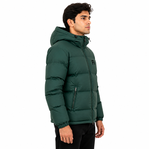 Veste matelassée et rembourrée pour homme, coupe-vent chaude, avec fermeture éclair, décontractée, épaisse, isolante, à capuche personnalisée, style USA - Product Image 2