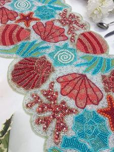 Camino de Mesa en Forma de Corazón con Cuentas Hechas a Mano, Ecológico, Tela Resistente, Colores Rojo/Rosa/Blanco, Grosor de 5mm - Product Image 6