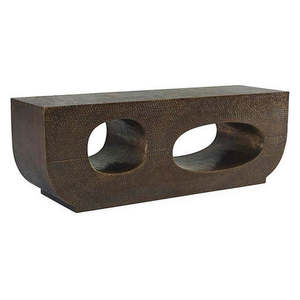 Mesa de Centro de Aluminio Metálico de Moda con Agujero Central para Decoración, Acabados Antiguos, Mesa de Centro Rectangular Martillada - Product Image 1