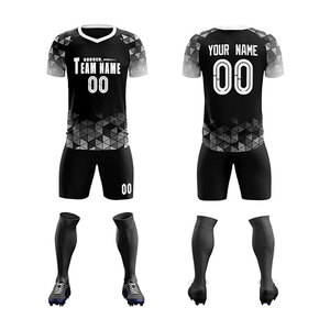 Ensemble de maillot de football personnalisé pour homme, blanc et bleu dégradé, col en V, manches courtes, polyester respirant, coupe athlétique, toutes saisons - Product Image 4
