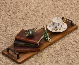 Bandeja de Madera de Acacia con Asas de Metal, Extra Larga, de Grado Comercial, Ecológica, para Servir Desayuno, Té, Café y Bocadillos - Product Image 3