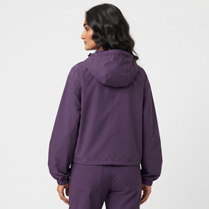 Sudadera con capucha cortavientos para mujer, informal, 100% nailon, impermeable, con hombros caídos, holgada, para lluvia, de ajuste regular, con cremallera. - Product Image 5