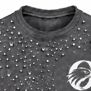 Charcoal Unisex Pearl T <b>Shirt</b> Short Sleeve Crew Neck Pearl <b>Studded</b> Tee Custom Fashion Casual Streetwear Apparel Top - Product Image 3