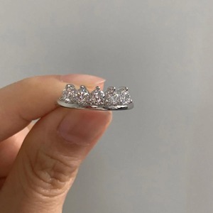 VVS Round Cut Crown Shape Lab Grown Diamond Five Stone Half Eternity Engagement Band <b>Stacking</b> Bridal Wedding Contoured Band - Product Image 1