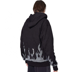 Best Selling 2026 Winter Men's <b>Thick</b> <b>Fleece</b> 100% Cotton Oversized Fit Zip-Up Hoodie Custom Logo Rhinestone Breathable - Product Image 3