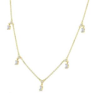 Collar Minimalista con Colgante de Corazón de Diamante Creado en Laboratorio de Oro de 14K, Piedras Talladas a Mano de Formas Mixtas, Cadena de Eslabones, para Boda de Mujer - Product Image 4