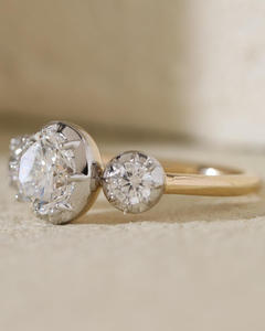 Bague de fiançailles/mariage vintage en or jaune 14 carats avec diamant de culture IGI/GIA, or blanc fin unisexe, pour anniversaire, digne d'une fête - Product Image 3