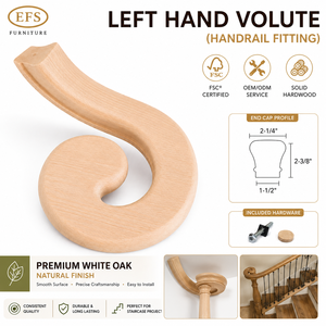 Componente de Escalera de Madera Maciza EFS, Pasamanos en Espiral, Diseño Tradicional, Duradero, Sin Acabado, para Escaleras Modelo 7030, 1 Año de Garantía - Product Image 1