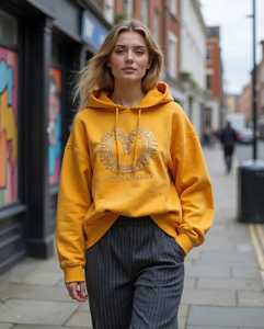 ONETEN APPARELS <b>Women's</b> <b>Navy</b> Blue Cropped <b>Hoodie</b> Wide Leg Joggers Set Full Sleeve Print Streetwear Loose Fit 100% Cotton - Product Image 2