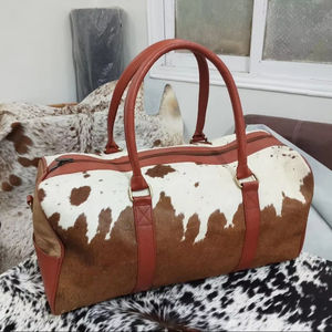 Sac de voyage de week-end en cuir véritable grande capacité avec fermeture éclair, léger et portable LHODB-0139 - Product Image 1
